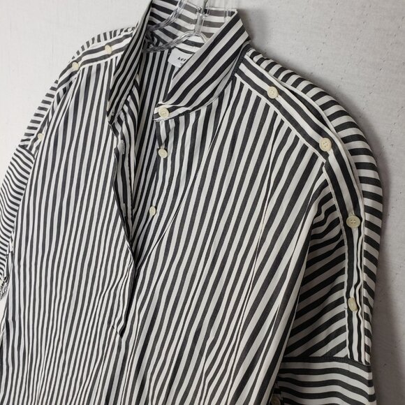 AKRIS Punto Striped Popover Shirt Tunic 100% Cotton Oversized size 4 Minimalist - Picture 13 of 14